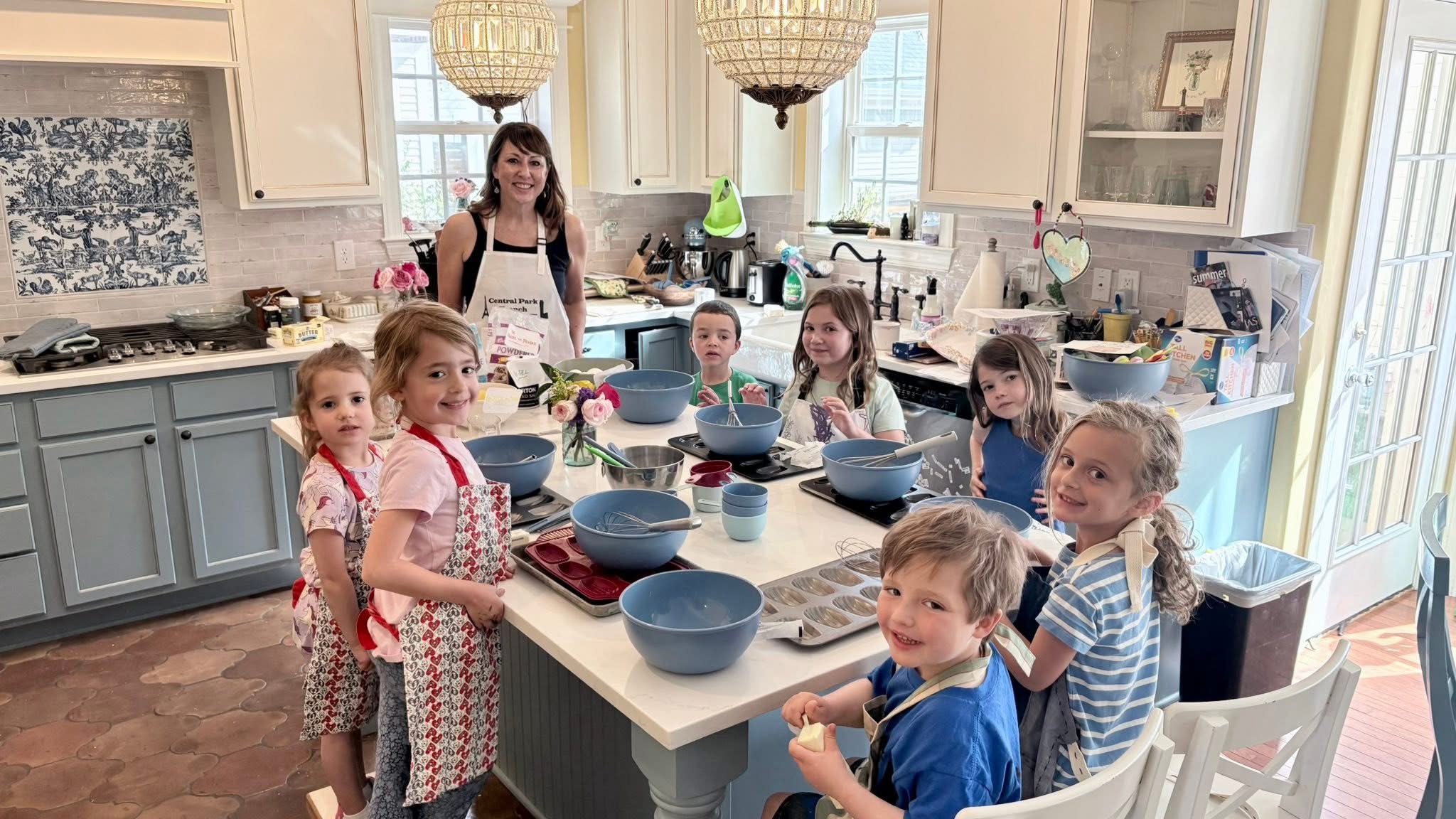 A group enjoying a hands-on French baking class